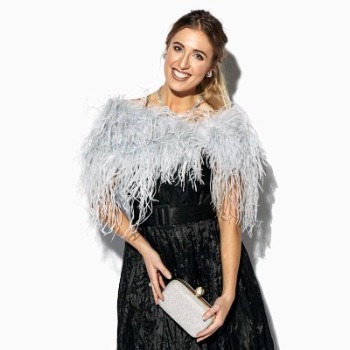 Designer Ostrich Feather Shrugs Pale Grey